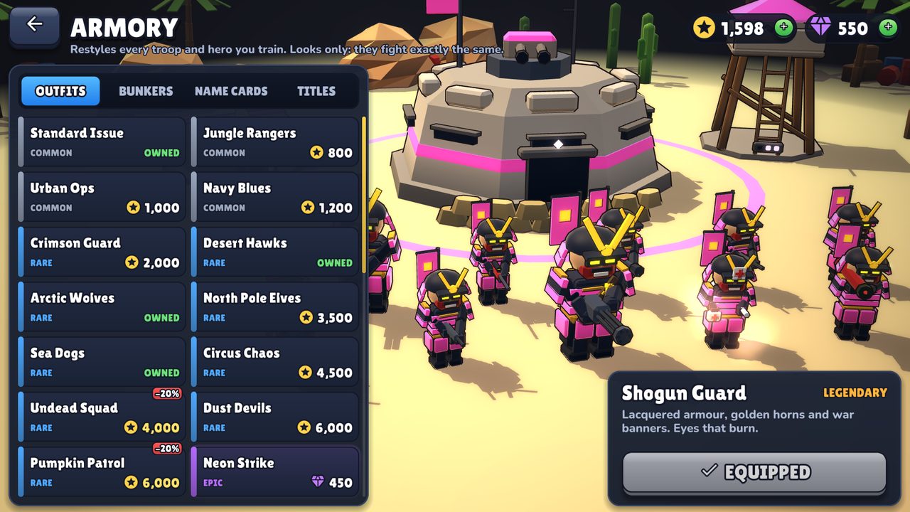Outfits in the armory
