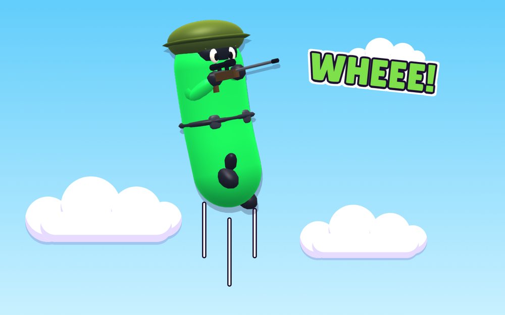 A bean flying high into the sky