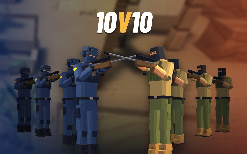 Two squads of five facing off
