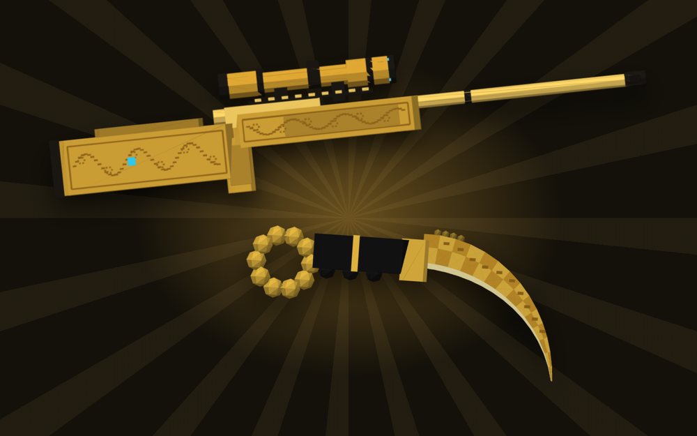 The Gold Rush rifle and the Molten Gold karambit