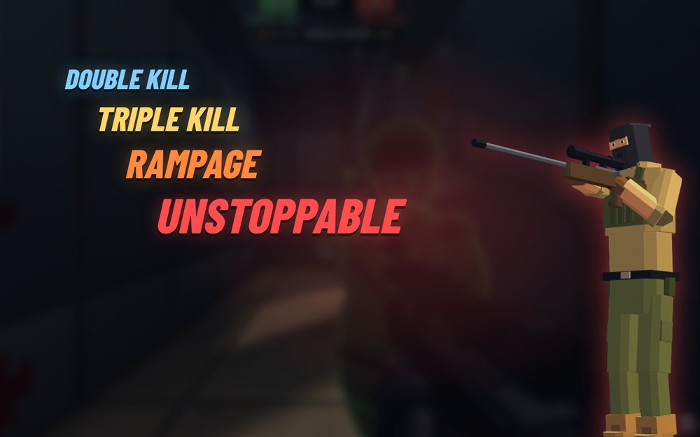 Kill streak banners: Double kill, Triple kill, Rampage, Unstoppable